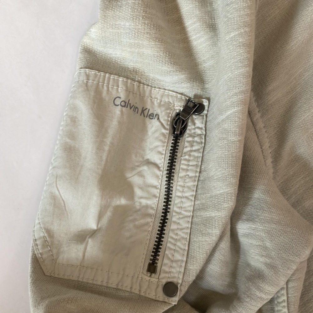 Men’s 90’s Calvin Klein track jacket, size large stone color, cargo pockets. - Picture 8 of 15